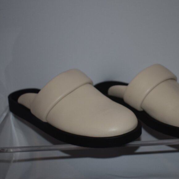 Mango Shoes - New MANGO Quilted Detail Clog Cream & Black Pebbled Leather Effect Size 41, 9-10
